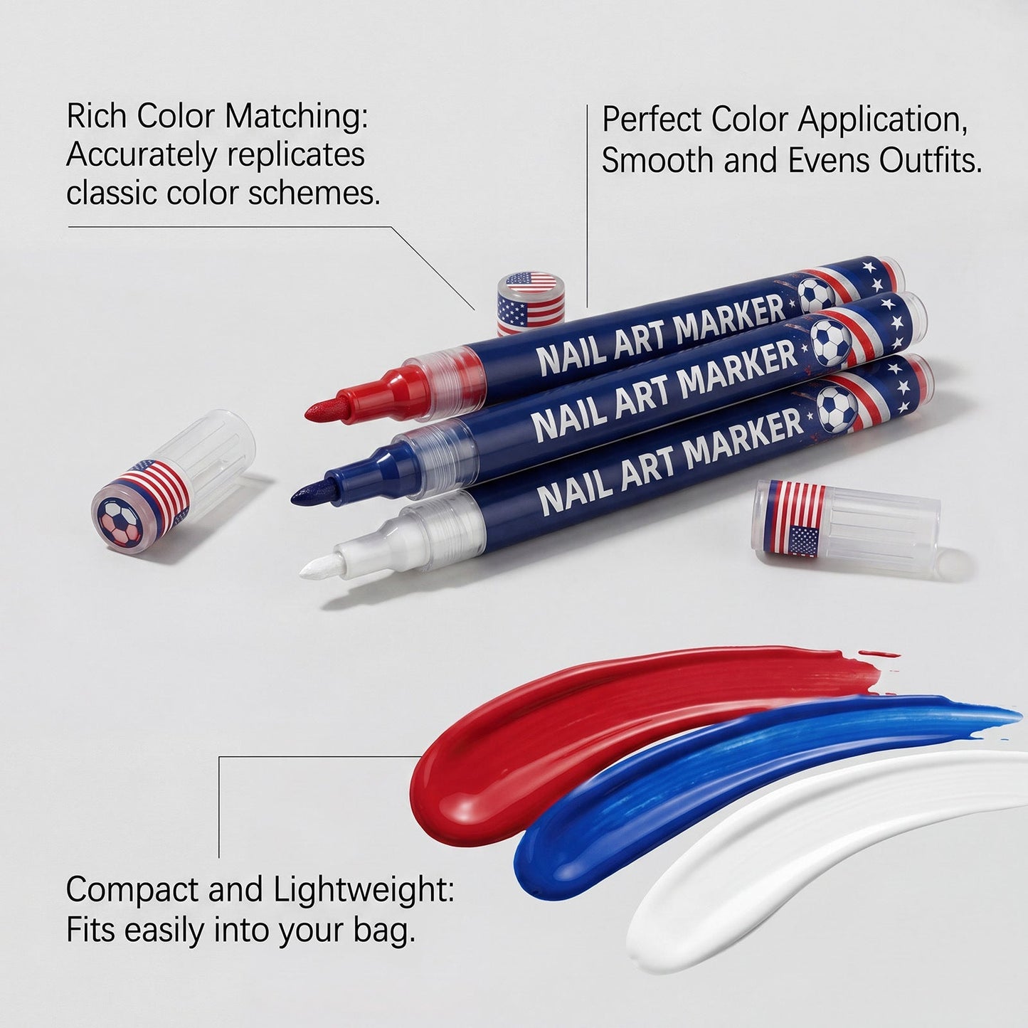 12-Color Soccer Fan Nail Art Marker Set——Bring Match-Day Energy to Your Nails